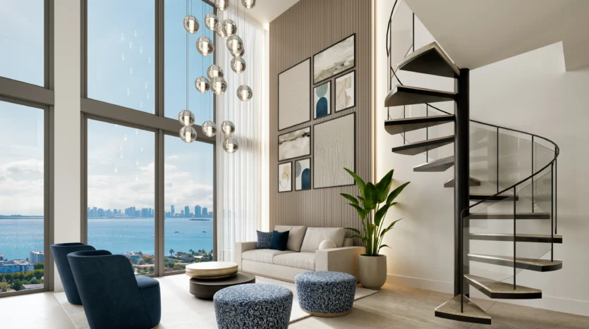 Puertas deslizantes que dan hacia balcones en de penthouse shoma bay