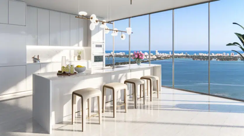 Cocina de lujo con vistas al mar