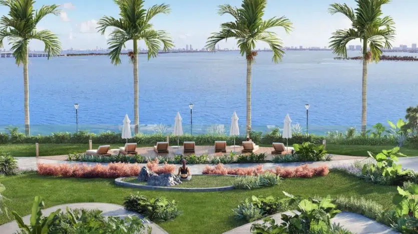 jardín al aire libre perfecto para relajarse con vistas al mar