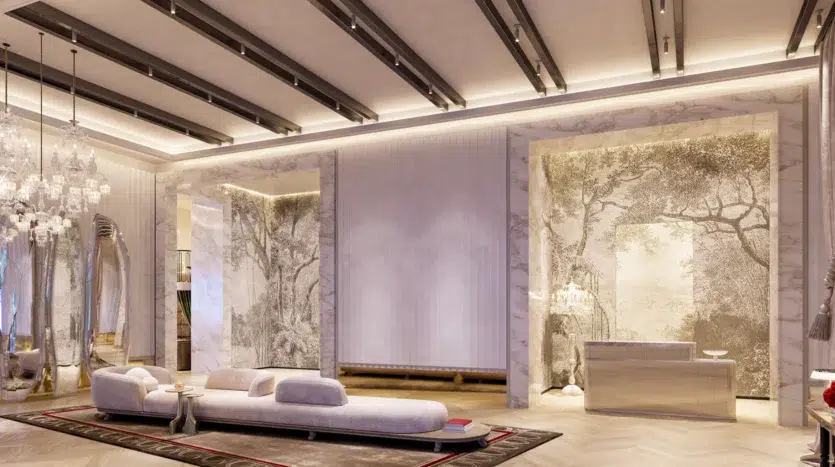 Lobby con muebles de lujo y decoración de lujo