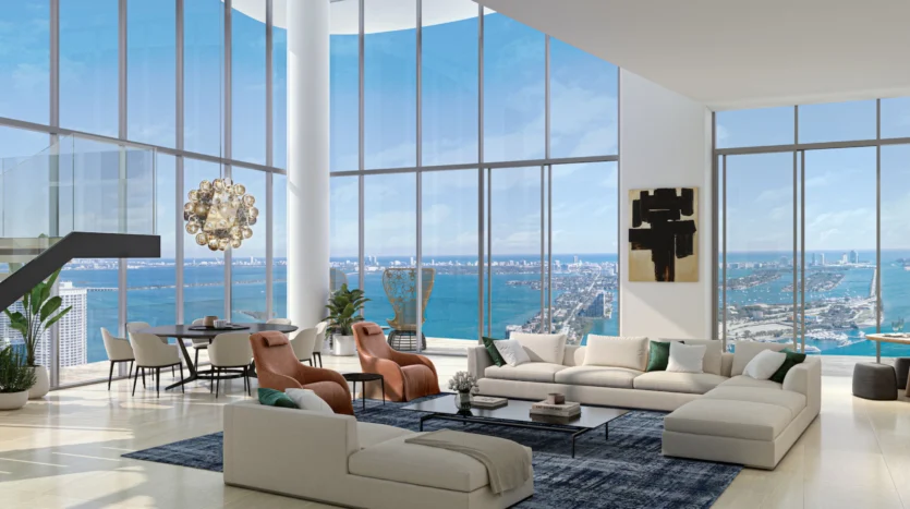 Modelo de condo moderno con vistas al mar