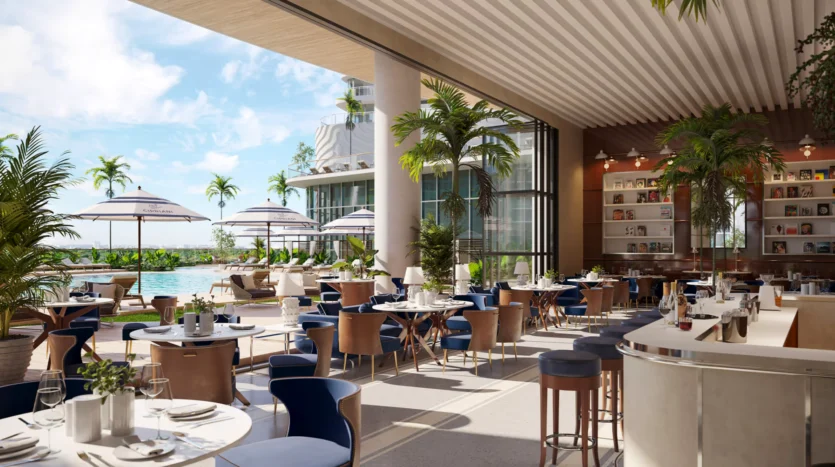 Restaurante exclusivo para los residentes de cripiani residences junto a la alberca