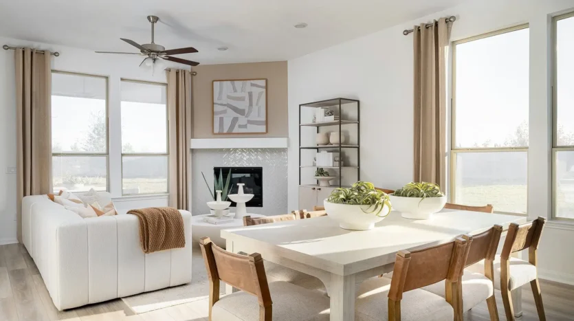 Comedor junto a la sala de estar en Rosehill Lake