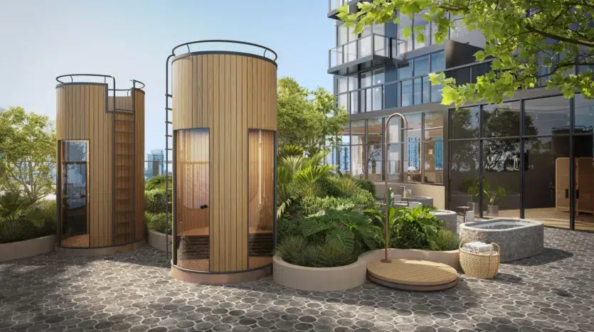 Spa al aire libre en la zona de la terraza con jacuzzis y saunas
