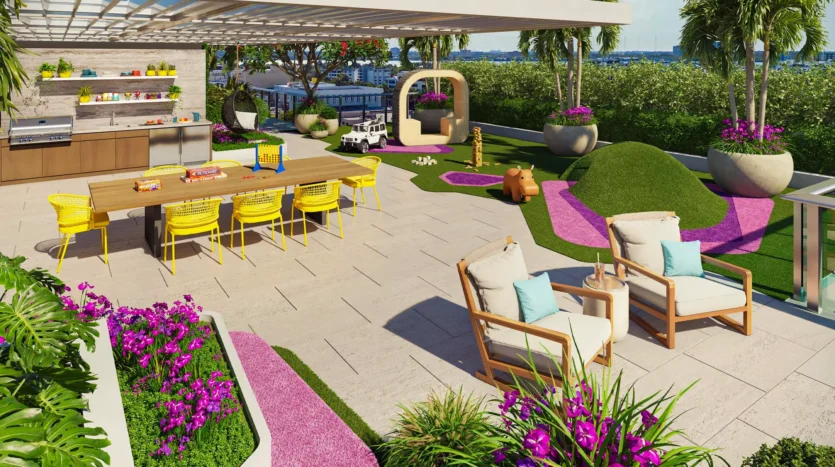 Zona familiar con parque infantil al aire libre