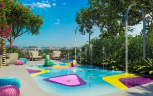 Parque acuático infantil al aire libre