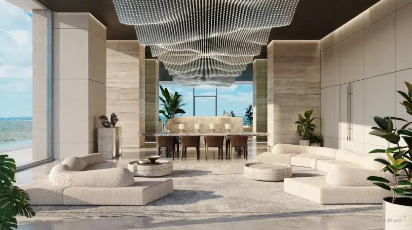 Sala de estar minimalista con muebles de alta calidad