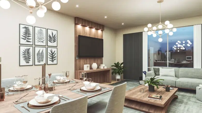 Comedor de lujo junto a sala de estar