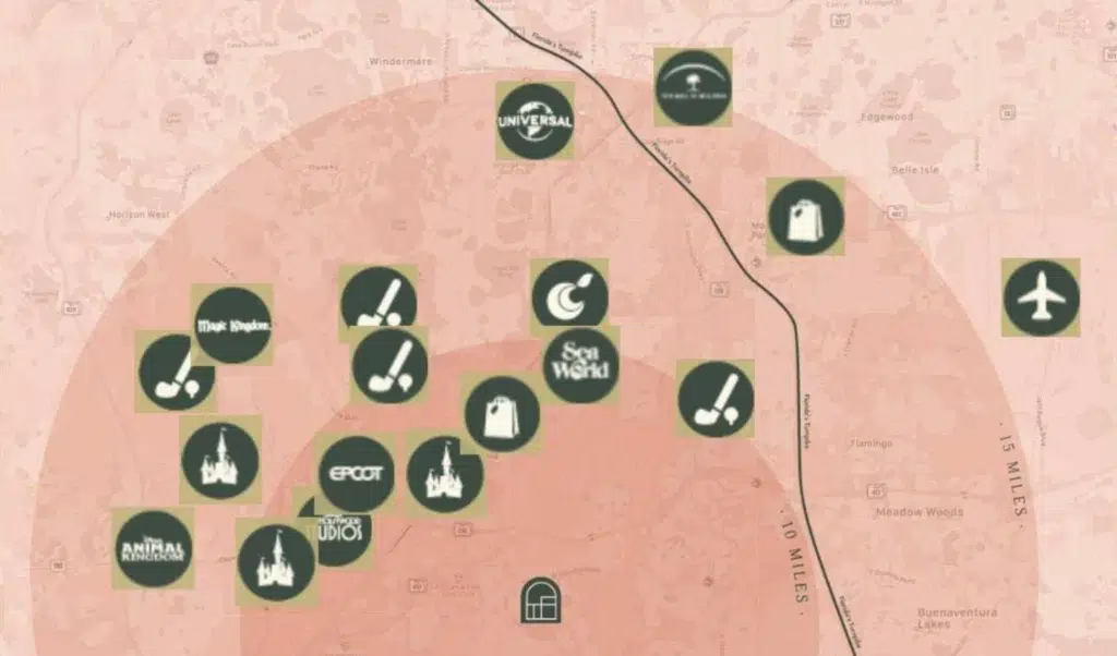 Mapa de ubicaciones cercanas al resort